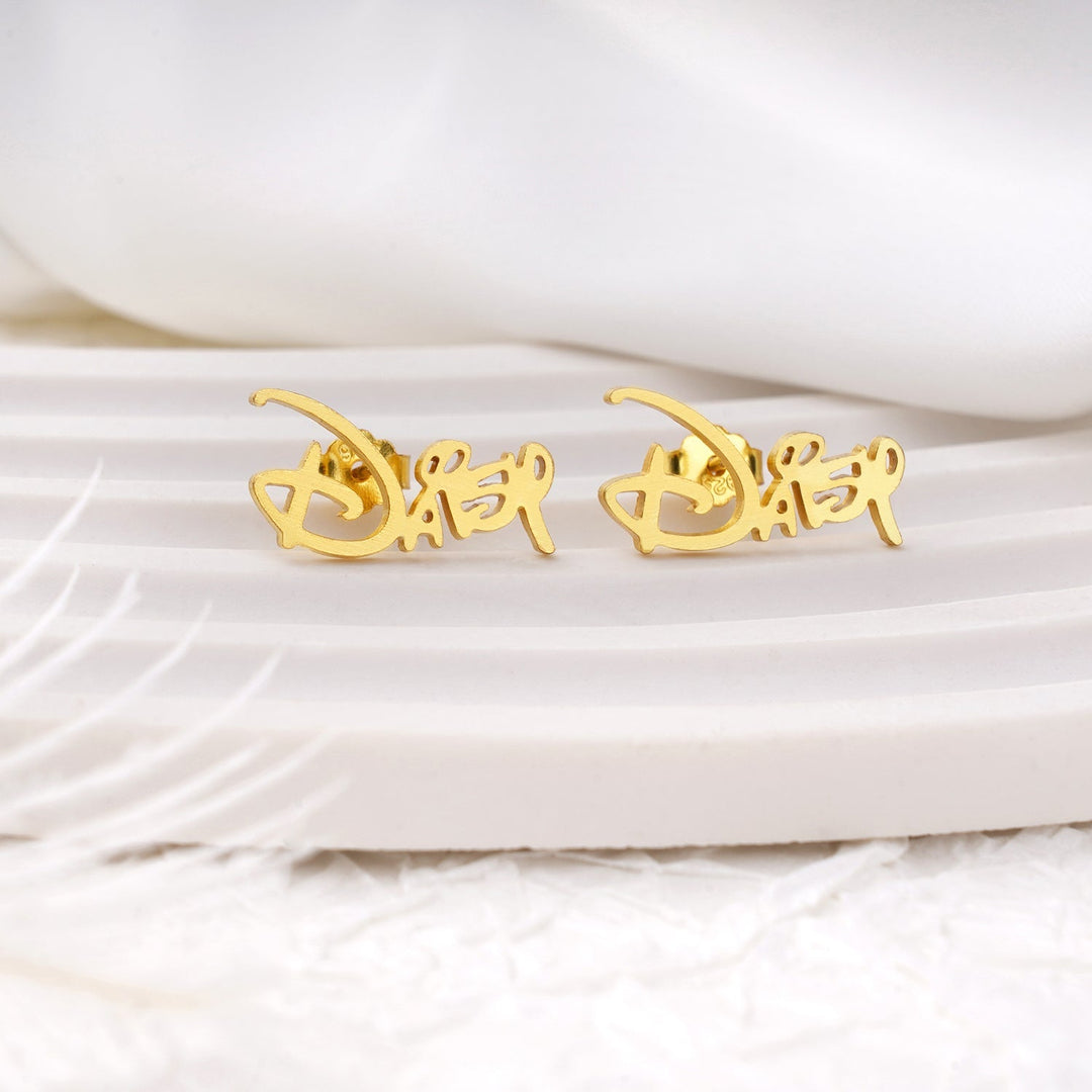 Sterling Silver Custom Princess Kids Name Earrings