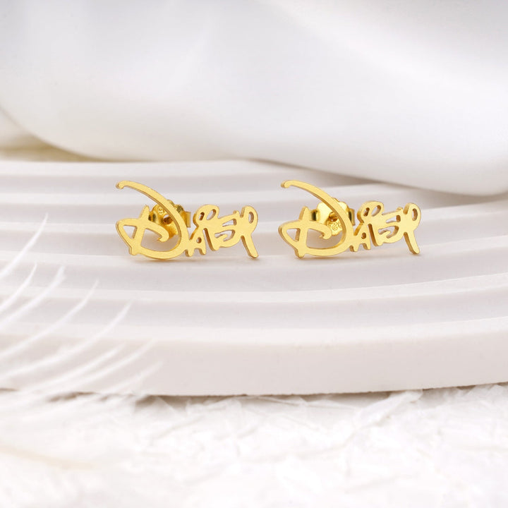 Sterling Silver Custom Princess Kids Name Earrings