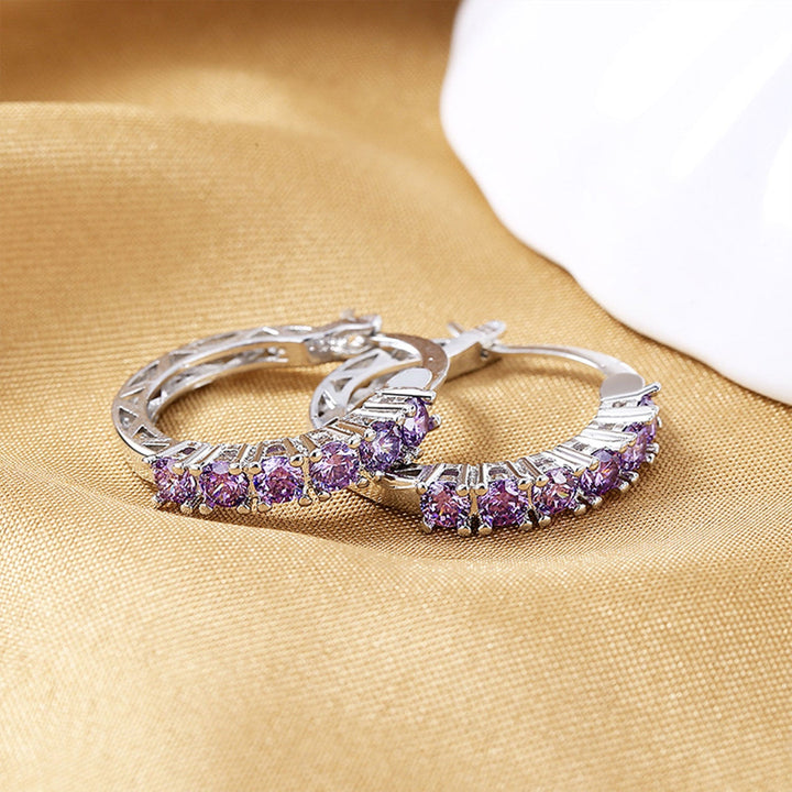 925 Sterling Silver Kids Rhinestone Hoop Earrings