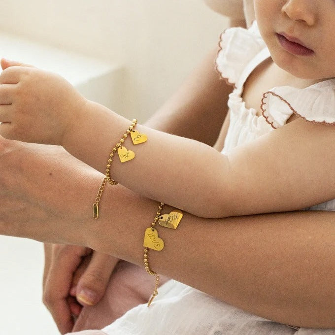 Personalized Letter Heart Charm Bracelet for Kids