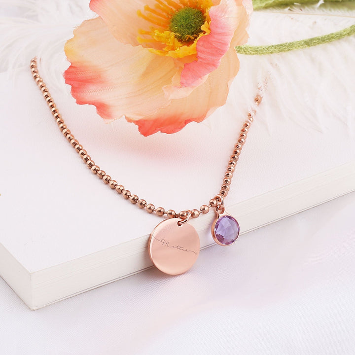 Custom Kids Name and Birthstone Charm Necklace