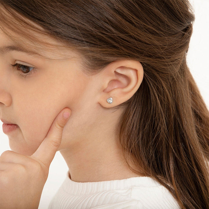 925 Kids Multi-Color Sparkling Heart Stud