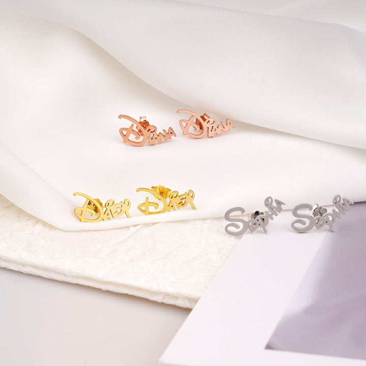Sterling Silver Custom Princess Kids Name Earrings