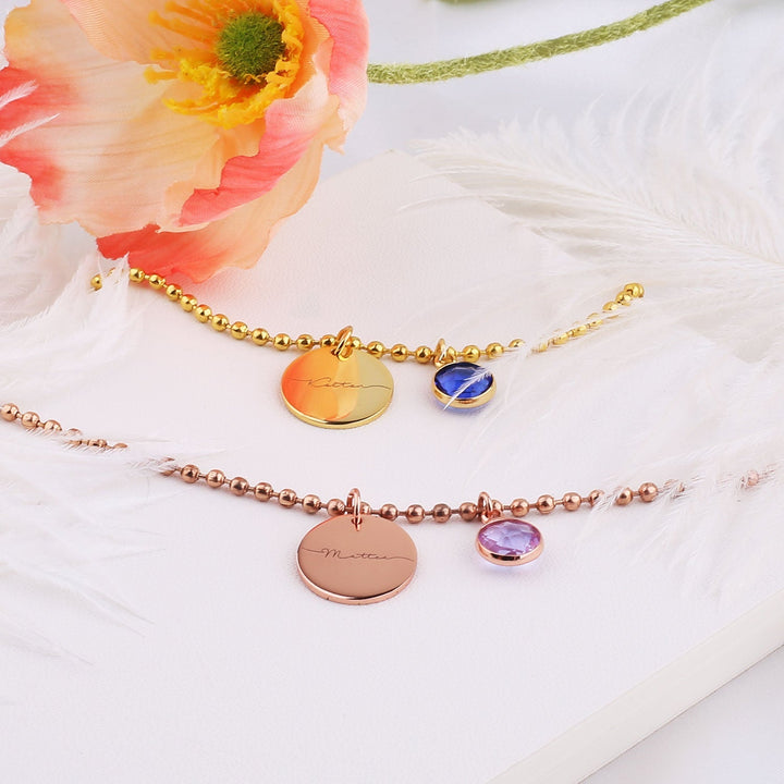 Custom Kids Name and Birthstone Charm Necklace