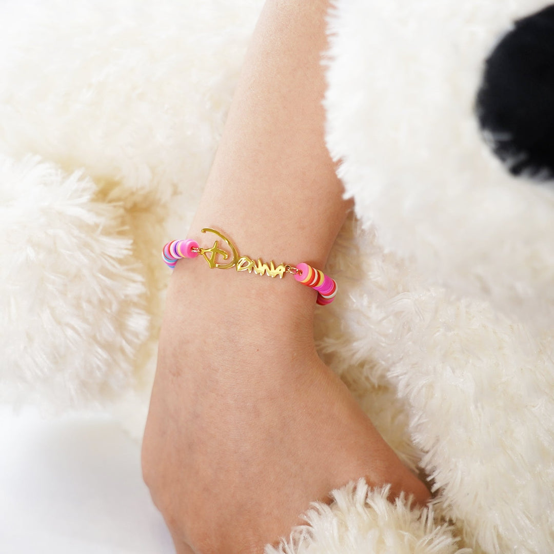 Customized Kids Name Colored Clay Bracelet