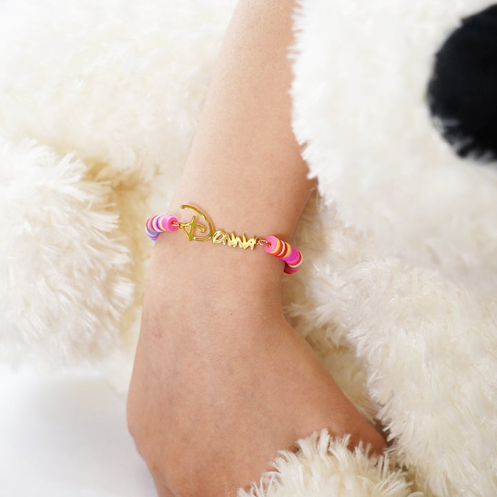 Customized Kids Name Colored Clay Bracelet