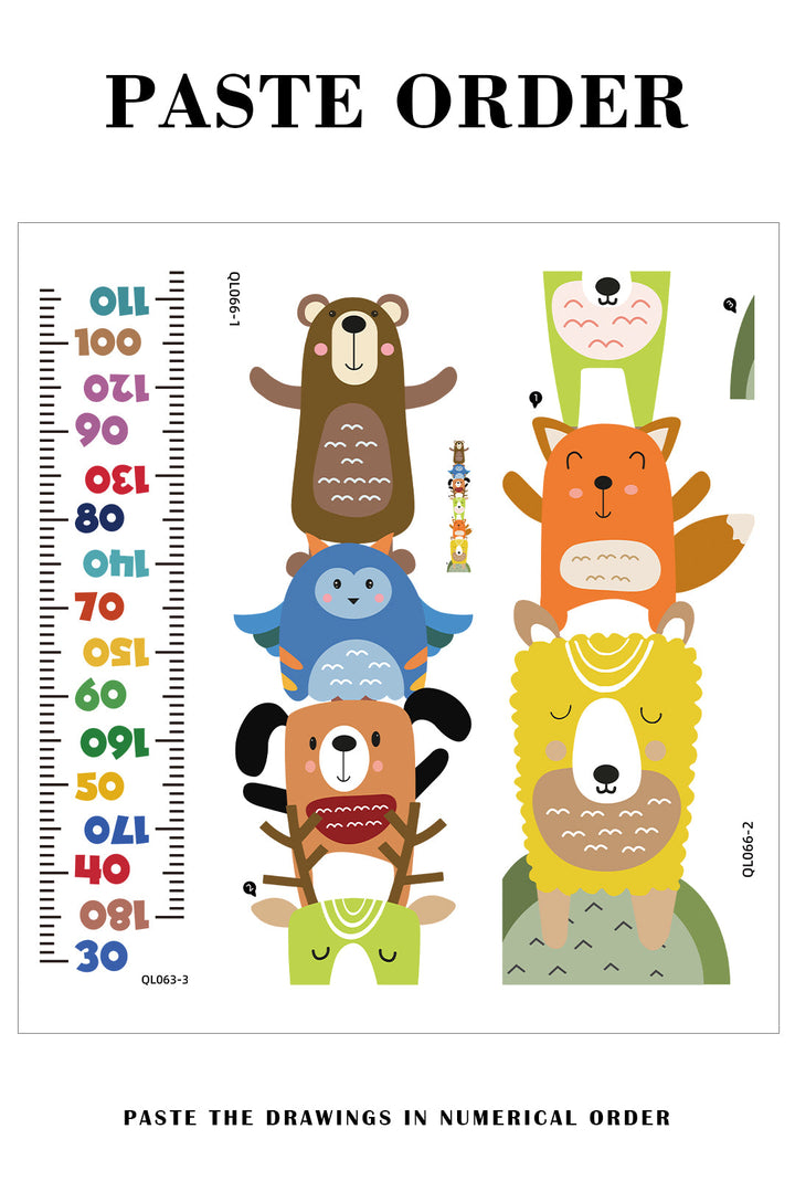 Animal Stack Growth Chart Wall Decals