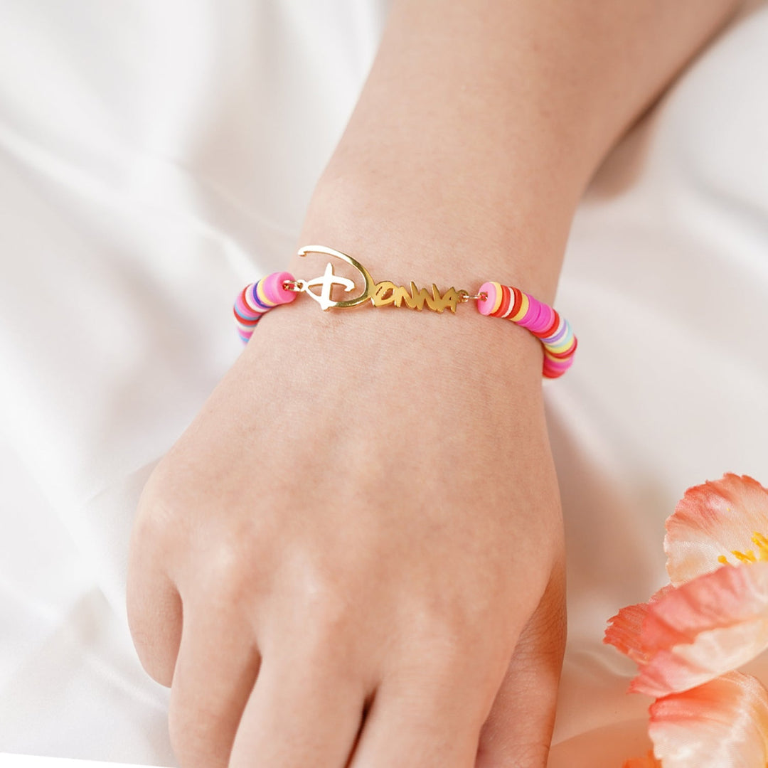 Customized Kids Name Colored Clay Bracelet
