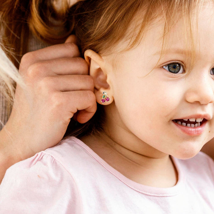 Sterling Silver Kids Crystal Cherry Earrings