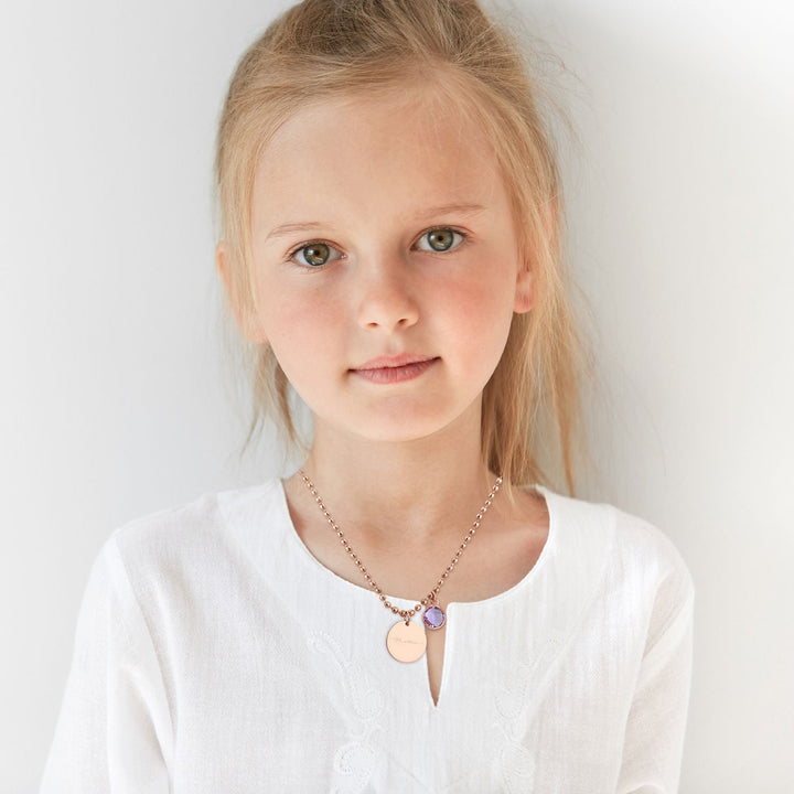Custom Kids Name and Birthstone Charm Necklace