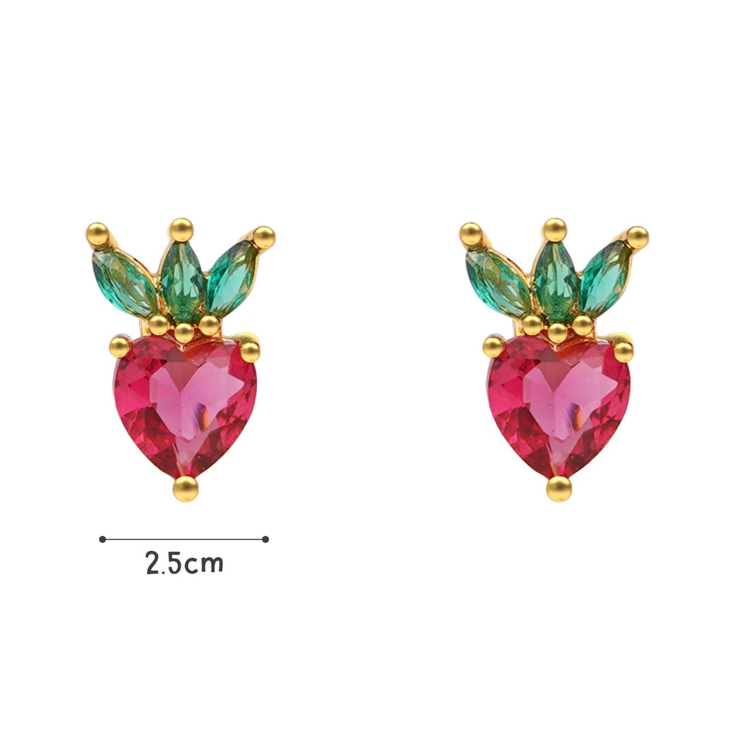 Sterling Silver Kids Crystal Strawberry Earrings