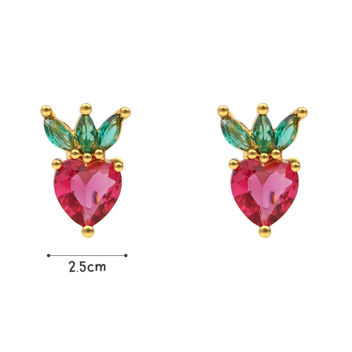 Sterling Silver Kids Crystal Strawberry Earrings