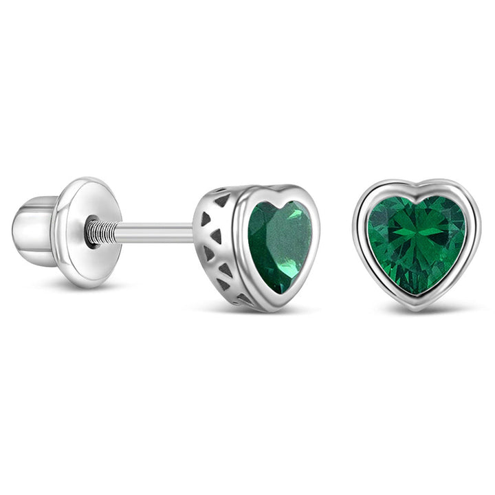 925 Kids Multi-Color Sparkling Heart Stud
