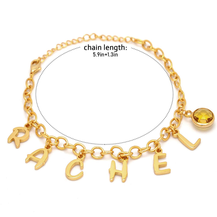 Baby Letters and Birthstone Pendant Bracelet Size