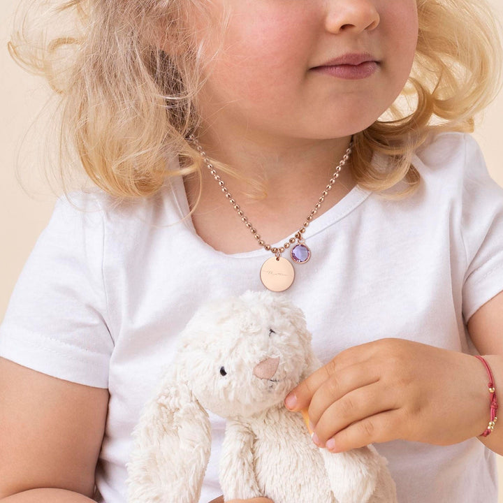Custom Kids Name and Birthstone Charm Necklace