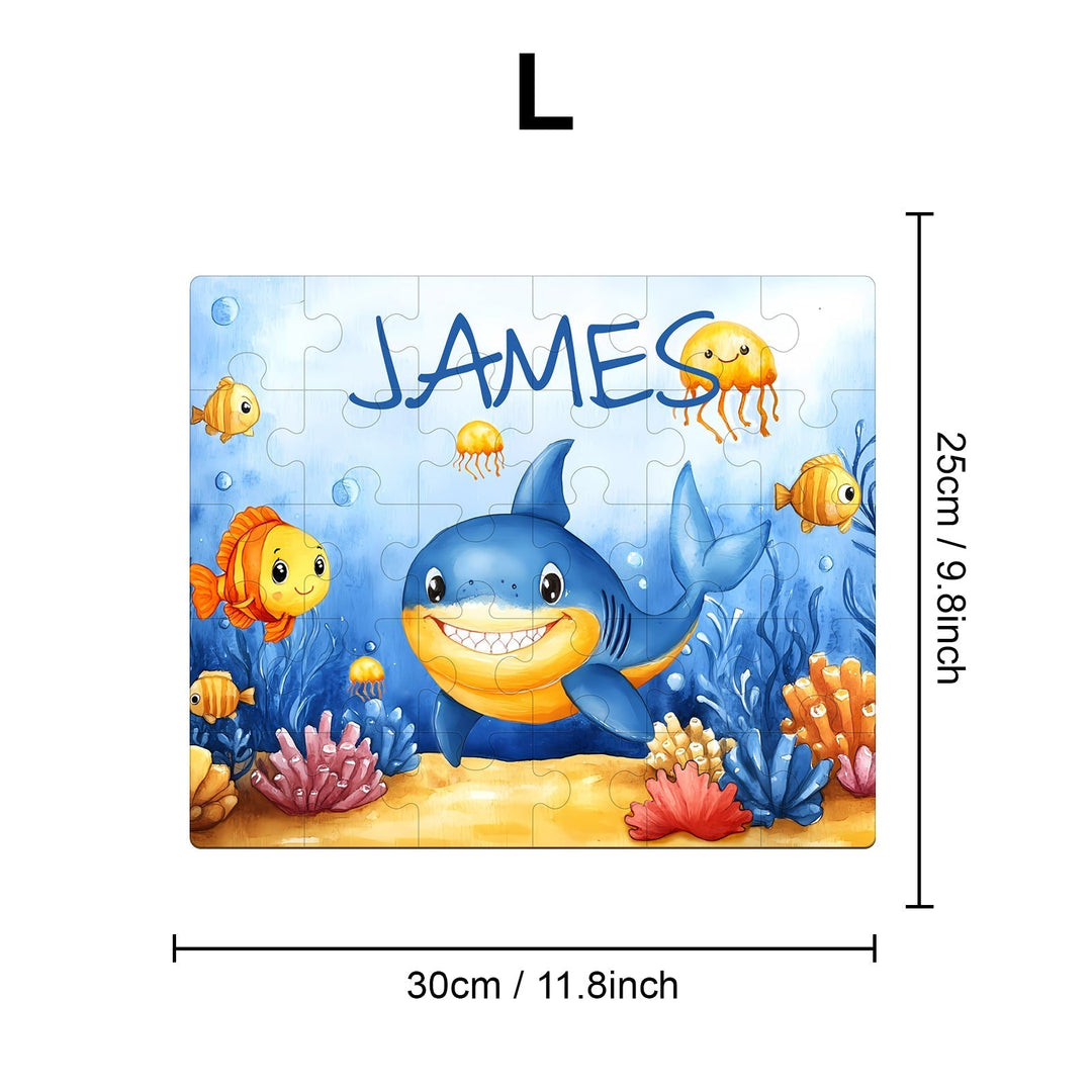 Personalized Wooden Baby Name Jigsaw Puzzle - Ocean Friends