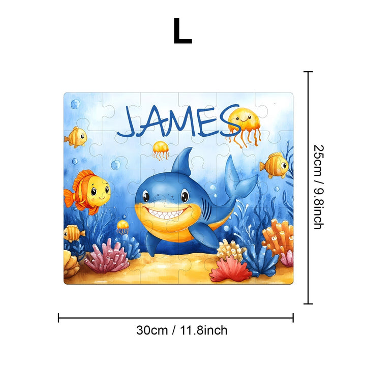Personalized Wooden Baby Name Jigsaw Puzzle - Ocean Friends