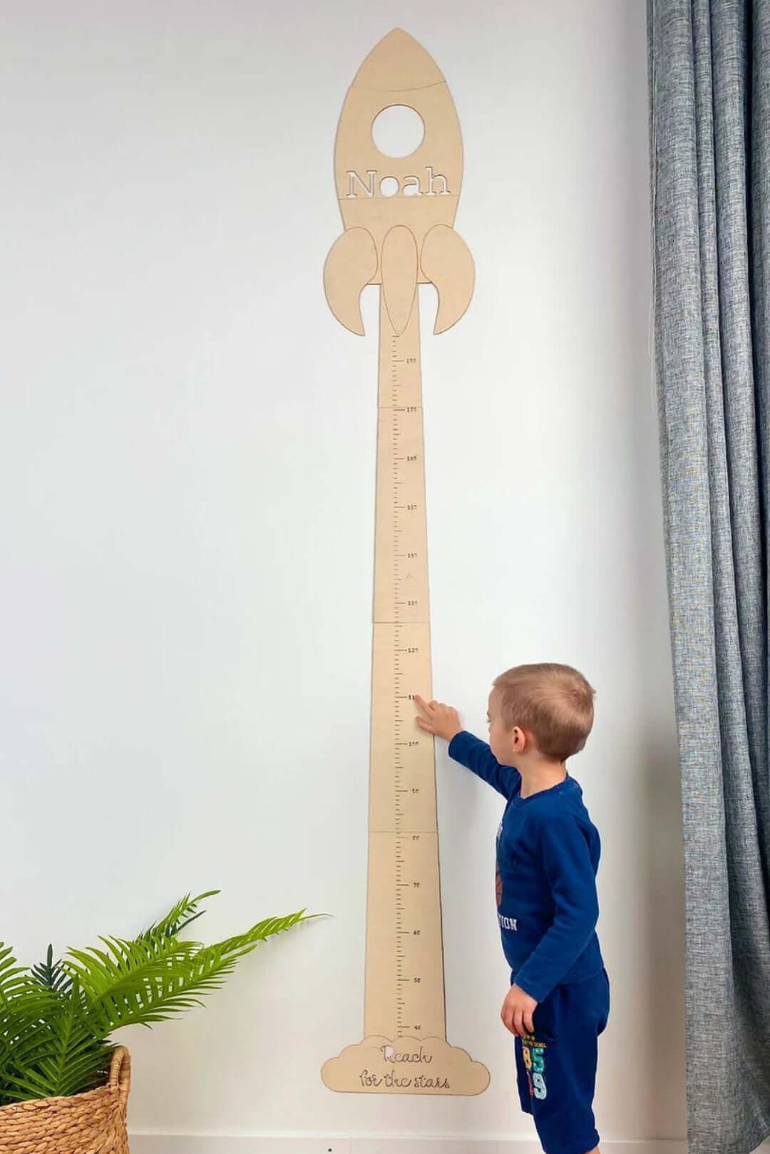 Personalized Wooden Baby Rocket Growth Chart Ruler