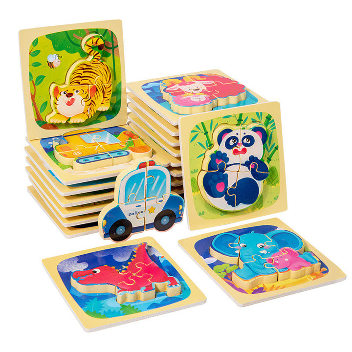 Wooden Cartoon Educational Puzzles (24 Pcs/1 Set)