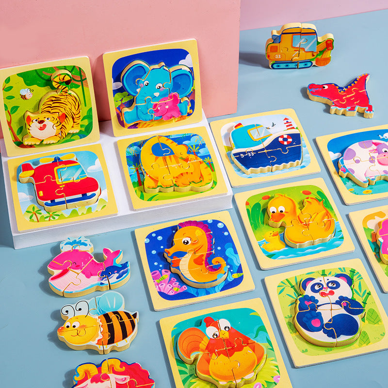 Wooden Cartoon Educational Puzzles (24 Pcs/1 Set)