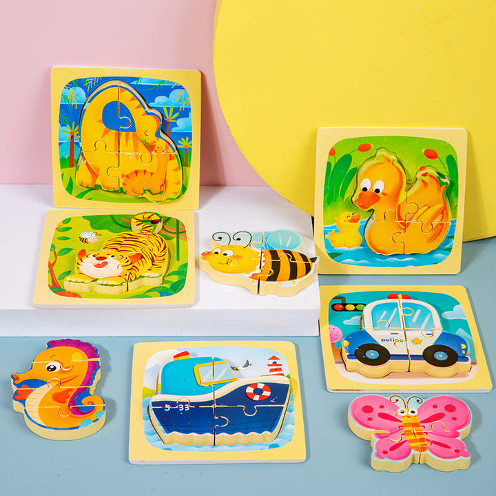 Wooden Cartoon Educational Puzzles (24 Pcs/1 Set)