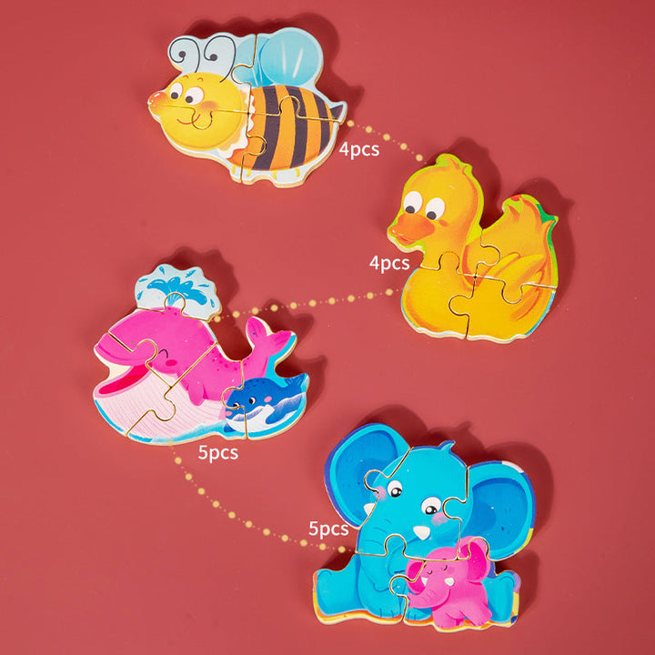 Wooden Cartoon Educational Puzzles (24 Pcs/1 Set)