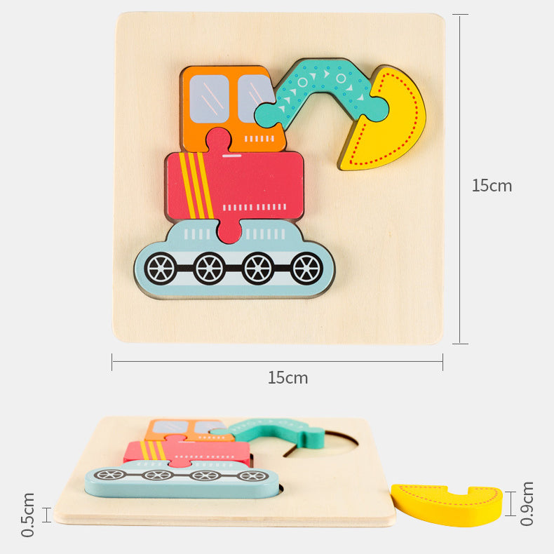 Wooden Cartoon Educational Puzzles (16 Pcs/1 Set)