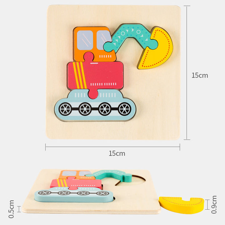 Wooden Cartoon Educational Puzzles (16 Pcs/1 Set)