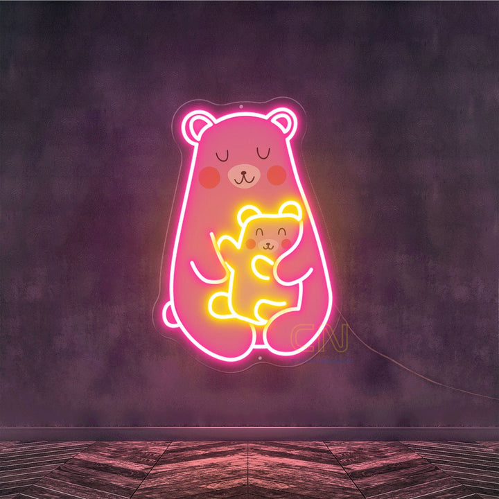 Pink Family Bears Neon Sign