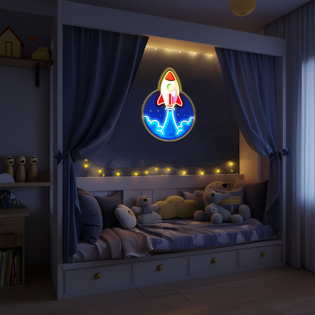 Space Rocket Neon Sign
