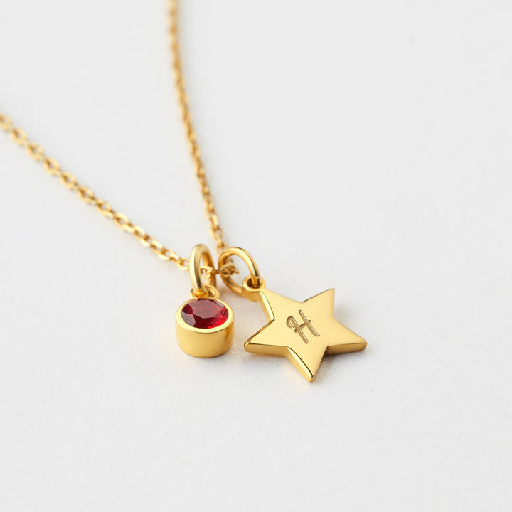 Custom Initial and Birthstone Children's Necklace