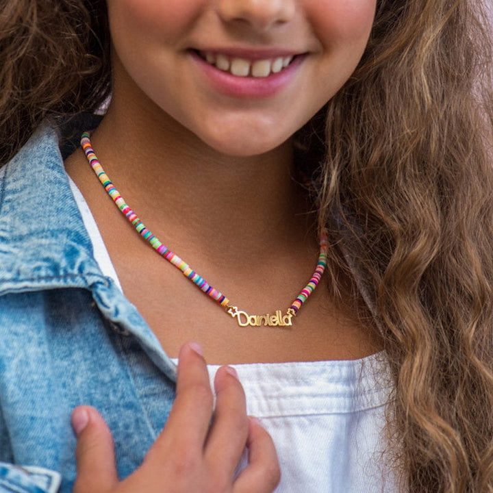 Customized Name Kid's Colored Clay Necklace