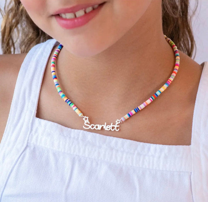 Customized Name Kid's Colored Clay Necklace