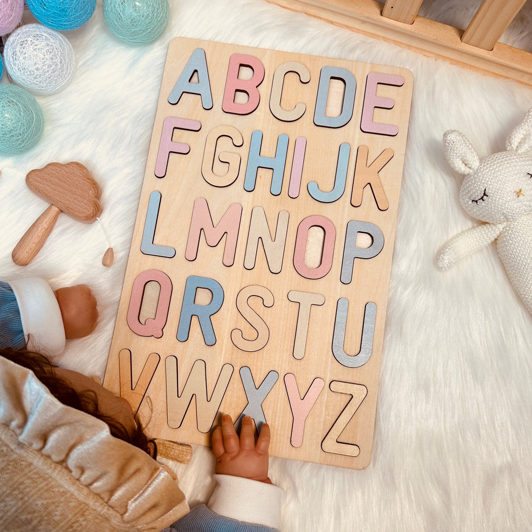 Wooden Rainbow Alphabet Educational Puzzle